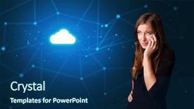  Presentation with blue and yellow phone - Slide deck having one global team - person talking on the phone background and a  colored foreground