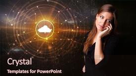  Presentation with cloud technology - PPT theme enhanced with one global team - person talking on the phone background and a wine colored foreground