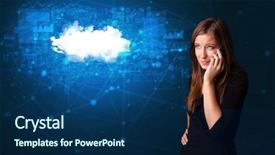  Presentation with blue global - PPT layouts enhanced with one global team - person talking on the phone background and a  colored foreground