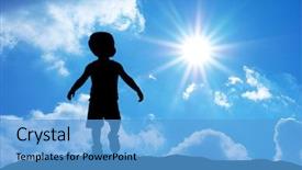  Presentation with god - Slide deck having one god - baby silhouette on sky background background and a teal colored foreground