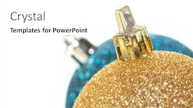  Presentation with golden christmas - Audience pleasing PPT theme consisting of one-golden-christmas-ornament backdrop and a white colored foreground