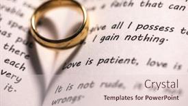  Presentation with wedding ring - Audience pleasing PPT layouts consisting of one-golden-wedding-ring backdrop and a lemonade colored foreground