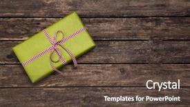  Presentation with ribbon green - PPT layouts consisting of one green gift box wrapped background and a tawny brown colored foreground