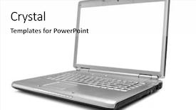  Presentation with laptop - Colorful slide deck enhanced with one grey laptop backdrop and a white colored foreground