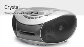  Presentation with tape recorder - Amazing theme having one grey tape recorder isolated backdrop and a  colored foreground