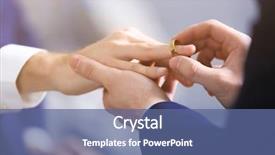  Presentation with finger - Amazing PPT theme having one groom placing the ring on another man's finger backdrop and a ocean colored foreground