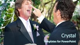  Presentation with wedding - Slide deck featuring professional businessman connecting cloud internet background and a ocean colored foreground