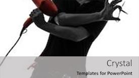  Presentation with artist - Beautiful PPT theme featuring one hairdresser make up artist woman in silhouette on white background backdrop and a light gray colored foreground