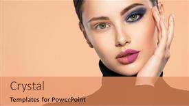  Presentation with deep blue - Slide deck featuring one-half-face background and a coral colored foreground