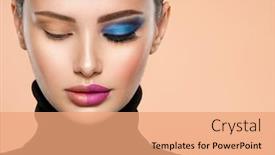 Presentation with deep blue - Cool new slide set with one-half-face backdrop and a coral colored foreground