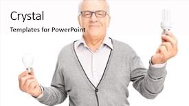  Presentation with hand saving - PPT theme consisting of one hand and an energy background and a white colored foreground