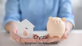  Presentation with accounting financial bank banking account - Amazing presentation having one hand and house figure backdrop and a coral colored foreground