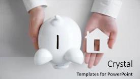  Presentation with banking - Theme with one hand and house figure background and a light gray colored foreground