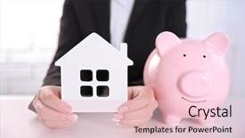  Presentation with house fly insect close up - Cool new presentation theme with one hand and house figure backdrop and a lemonade colored foreground