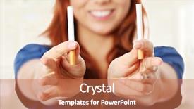  Presentation with cigarette - PPT theme enhanced with one hand classic cigarette background and a coral colored foreground