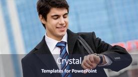  Presentation with busy - PPT theme with one hour - photo of busy young man background and a  colored foreground