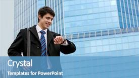  Presentation with smart - Theme consisting of one hour - portrait of smart businessman watching background and a  colored foreground