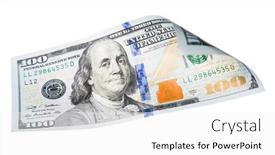  Presentation with dollar - Theme with one-hundred-dollar-bill-falling and a white colored foreground