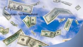  Presentation with bills - Cool new slide deck with one-hundred-dollar-bills-falling backdrop and a light blue colored foreground