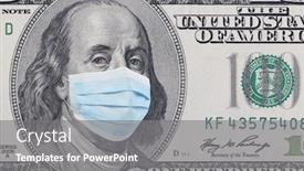  Presentation with financial crisis - Amazing presentation design having one-hundred-dollars-banknote backdrop and a gray colored foreground