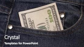  Presentation with jeans - Theme with one hundred dollars banknote in pocket of jeans background and a dark gray colored foreground