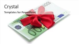  Presentation with red bow - Cool new slides with one hundred euro banknote with red bow isolated on the white background clipping path included full focus backdrop and a white colored foreground