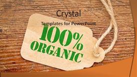  Presentation with barn wood - PPT theme with one hundred percent organic sign - a paper price tag against rustic red painted barn wood - shopping concept background and a coral colored foreground