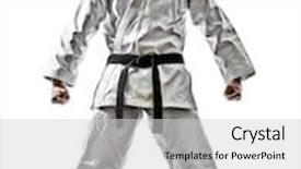  Presentation with karate - PPT layouts consisting of one karate kata training man isolated on white background background and a light gray colored foreground