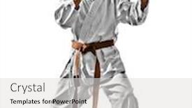  Presentation with teenagers - Audience pleasing slide set consisting of one karate kata training teenagers kid isolated on white background backdrop and a light gray colored foreground