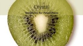  Presentation with kiwi fruit - Amazing presentation design having one kiwi fruit slice isolated over white background closeup kiwifruit slice flatlay flat lay top view backdrop and a yellow colored foreground