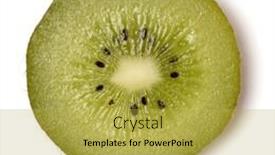  Presentation with kiwi fruit - PPT theme having one-kiwi-fruit-slice-isolated background and a yellow colored foreground