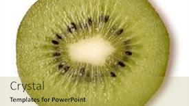  Presentation with kiwi fruit - Presentation enhanced with one-kiwi-fruit-slice-isolated background and a yellow colored foreground