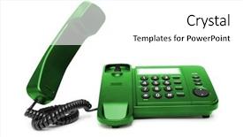  Presentation with black and white old phone - Theme with one landline phone on white background and a white colored foreground