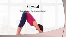  Presentation with fitness - PPT layouts with one leg balance - mid side view shot background and a white colored foreground