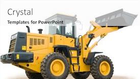  Presentation with construction equipment - PPT layouts consisting of one-loader-excavator-construction-machinery background and a white colored foreground