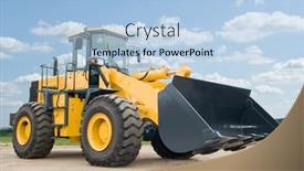  Presentation with construction equipment - Cool new PPT layouts with one-loader-excavator-construction-machinery backdrop and a light blue colored foreground