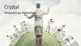  Presentation with band - Audience pleasing PPT theme consisting of one man band backdrop and a light gray colored foreground