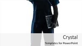  Presentation with medical worker - Beautiful presentation theme featuring one man doctor surgeon medical worker standing full length gesturing money gesturing silhouette isolated on white background backdrop and a white colored foreground