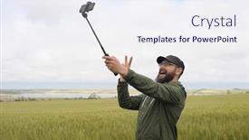  Presentation with selfie - Amazing slide set having one-man-doing-selfie backdrop and a sky blue colored foreground