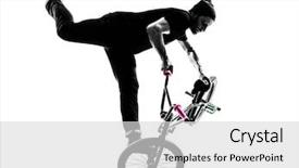  Presentation with bmx - Slides featuring one man exercising bmx acrobatic background and a light gray colored foreground