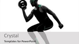  Presentation with weight - Slide deck featuring one-man-exercising-weight-disk background and a light gray colored foreground