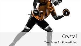  Presentation with weight - Colorful presentation design enhanced with one man exercising weight training on white background backdrop and a white colored foreground