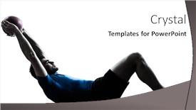  Presentation with posture - Slide set having one man exercising workout holding fitness ball posture in silhouette studio isolated on white background background and a white colored foreground