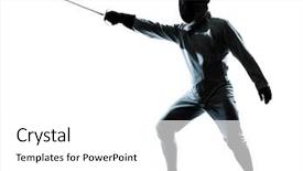  Presentation with studio - Colorful PPT layouts enhanced with one man fencing silhouette backdrop and a white colored foreground