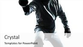  Presentation with studio - Presentation design enhanced with one man fencing silhouette background and a white colored foreground