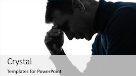  Presentation with thinking - Slides with one man serious thinking pensive background and a white colored foreground