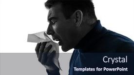  Presentation with sneezing - Amazing presentation theme having one-man-sneezing-portrait backdrop and a navy blue colored foreground