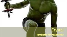  Presentation with body building - Slide set featuring hulk - one man topless muscular exercising background and a tawny brown colored foreground