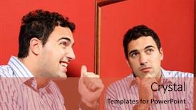  Presentation with happy sad face man - Amazing slides having one man with two faces backdrop and a red colored foreground