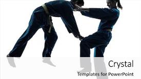  Presentation with karate - Slide set enhanced with smartphone with bubbles isolated on white background 3d rendering background and a pink colored foreground